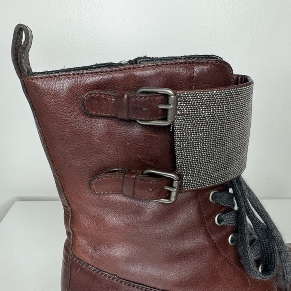 Brunello Cucinelli Monili Leather Combat Brown Boots - Refined Elegance - Picture 5 of 9